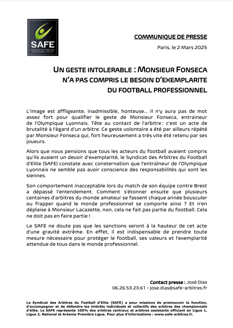 COMMUNIQUE DE PRESSE